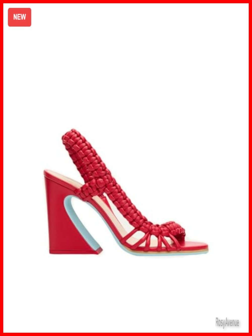 Braided Slingback Sandals, Open Toe Chunky Block Heel Summer Heels, Faux Leather
